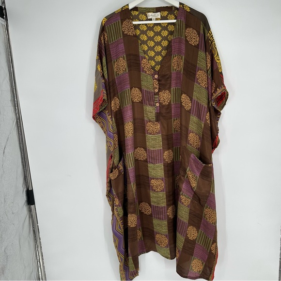 Kantha Bae Multi Color Midi Muu Dress Free Size - Picture 1 of 5